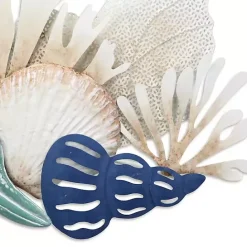Kirklands Home Blue Metal Reef and Shell Wall Plaque