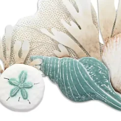Kirklands Home Blue Metal Reef and Shell Wall Plaque