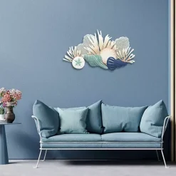 Kirklands Home Blue Metal Reef and Shell Wall Plaque