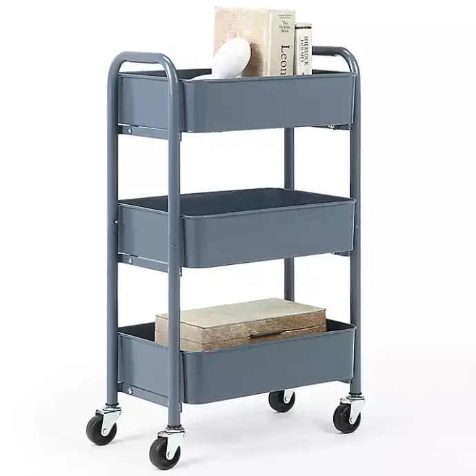 Clearance Kirklands Home Metal 3-Tier Organizer Storage Cart Blue