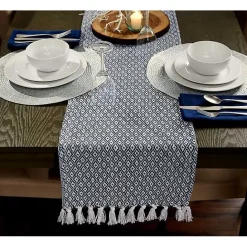 Best Kirklands Home Mini Diamond Fringe End Table Runner, 108 in. Blue