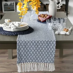Best Kirklands Home Mini Diamond Fringe End Table Runner, 108 in. Blue