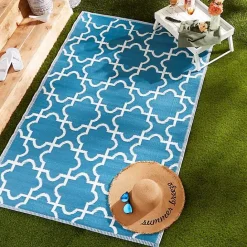 Outlet Kirklands Home Blue Moroccan Trellis Outdoor Area Rug, 4x6