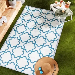 Outlet Kirklands Home Blue Moroccan Trellis Outdoor Area Rug, 4x6