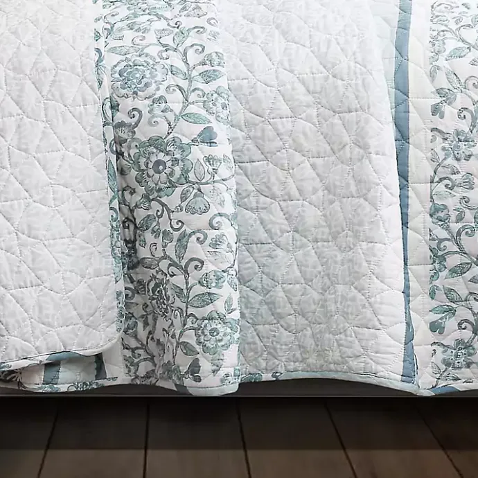 Kirklands Home Blue Nisha Floral Full/Queen 3-pc. Quilt Set