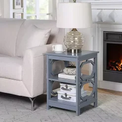 Outlet Kirklands Home Octagon 2-Shelf Accent Table Blue