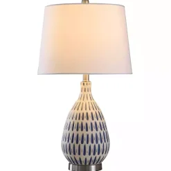 New Kirklands Home Blue Off-White Ceramic and Steel Table Lamp