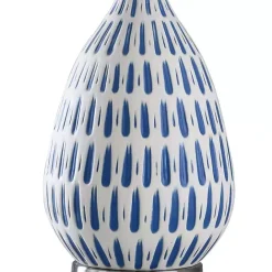 New Kirklands Home Blue Off-White Ceramic and Steel Table Lamp