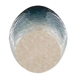 Kirklands Home Blue Ombre Mosaic Capiz Shell Drum End Table