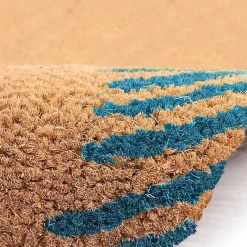New Kirklands Home Blue Palm Fronds Welcome Coir Doormat