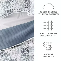 Clearance Kirklands Home Blue Patchwork Reversible 3-pc. Queen Quilt Set