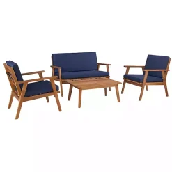 Best Kirklands Home 4-pc. Acacia Wood Outdoor Living Set Blue