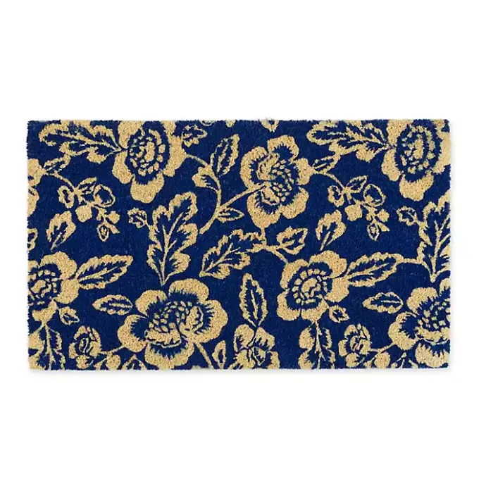 Online Kirklands Home Blue Peonies Coir Doormat
