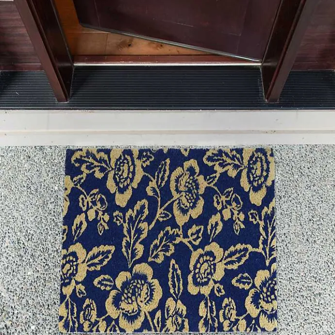 Online Kirklands Home Blue Peonies Coir Doormat