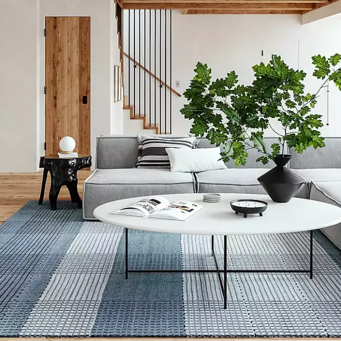 Discount Kirklands Home Plaid Emily Henderson x RugsUSA Area Rug, 4x6 Blue