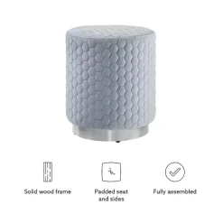 Clearance Kirklands Home Blue Quilted Honeycomb Ottoman