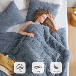 Clearance Kirklands Home Quilted Teddy 3-pc. Full/Queen Comforter Set Blue