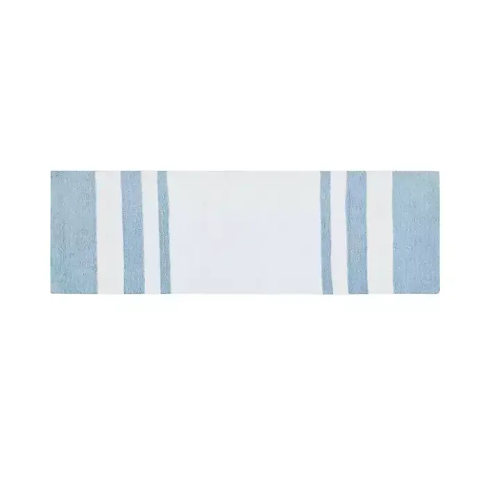 Discount Kirklands Home Blue Reversible Stripe Trim Bath Mat, 72 in.