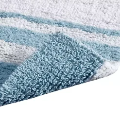 Discount Kirklands Home Blue Reversible Stripe Trim Bath Mat, 72 in.