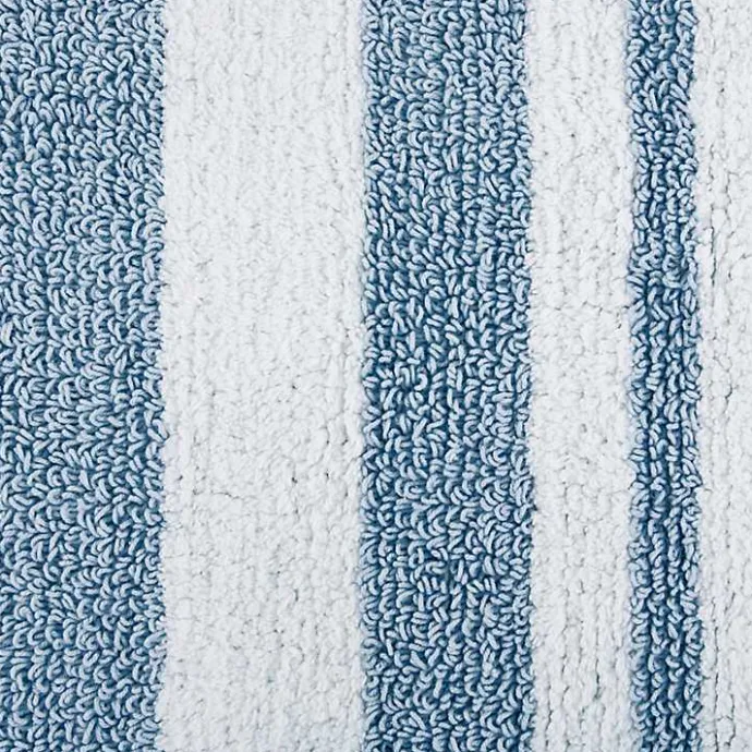 Discount Kirklands Home Blue Reversible Stripe Trim Bath Mat, 72 in.