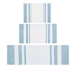 Discount Kirklands Home Blue Reversible Stripe Trim Bath Mat, 72 in.