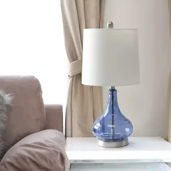 Discount Kirklands Home Rippled Glass Droplet Table Lamp Blue