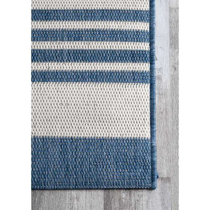 Kirklands Home Robin Stripe Outdoor Rug, 5x8 Blue