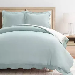 Hot Kirklands Home Blue Scallop Edge 3-pc. King Duvet Cover Set
