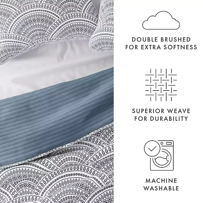 Online Kirklands Home Blue Scalloped Reversible 3-pc. Queen Quilt Set