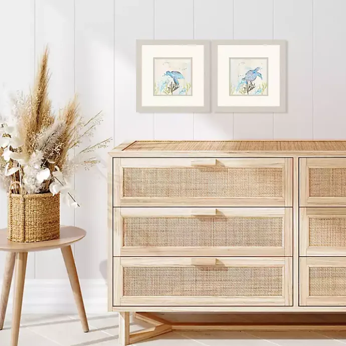 Sale Kirklands Home Blue Sea Turtle Frames Art Prints, Set of 2