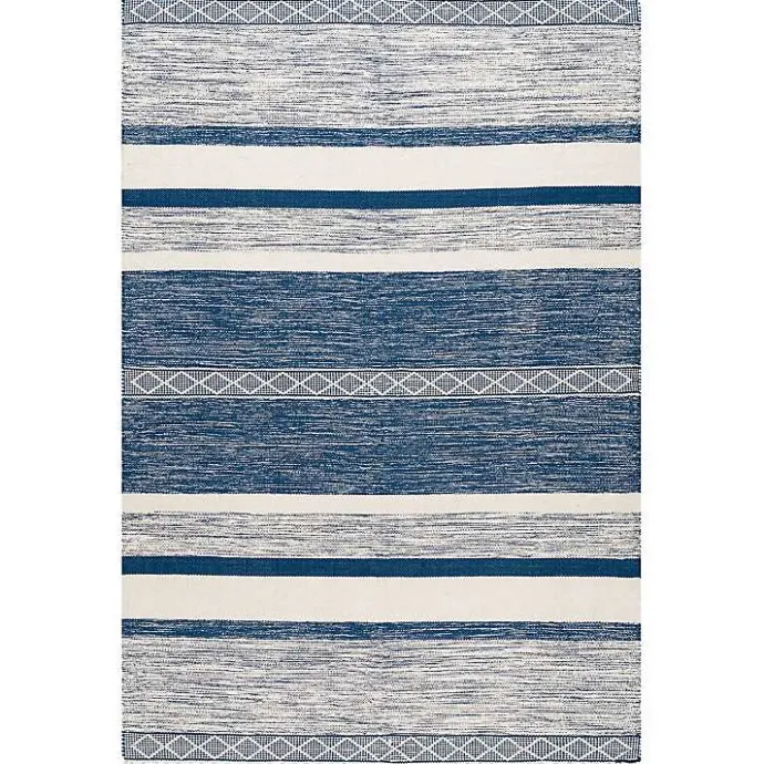 Discount Kirklands Home Seabrook Striped Fringe Wool Area Rug, 7x9 Blue