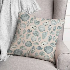 Clearance Kirklands Home Blue Seashell Outdoor Throw Pillow