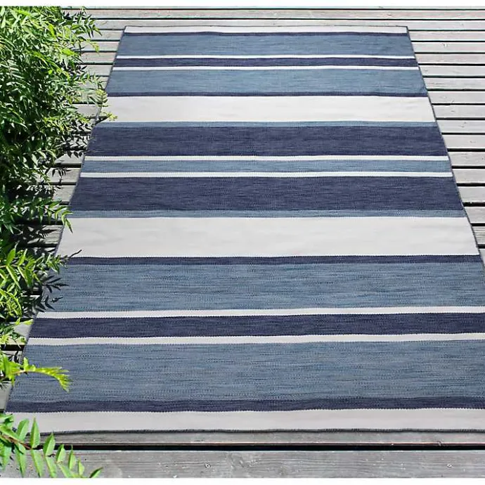 Sale Kirklands Home Blue Shades Striped Indoor/Outdoor Area Rug, 5x7