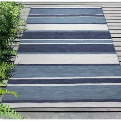 Kirklands Home Blue Shades Striped Indoor/Outdoor Area Rug, 7x9