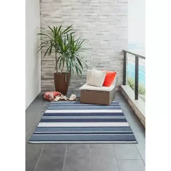 Kirklands Home Blue Shades Striped Indoor/Outdoor Area Rug, 7x9
