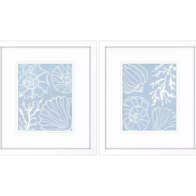 Online Kirklands Home Blue Shell Silhouettes Framed Art Prints, Set of 2