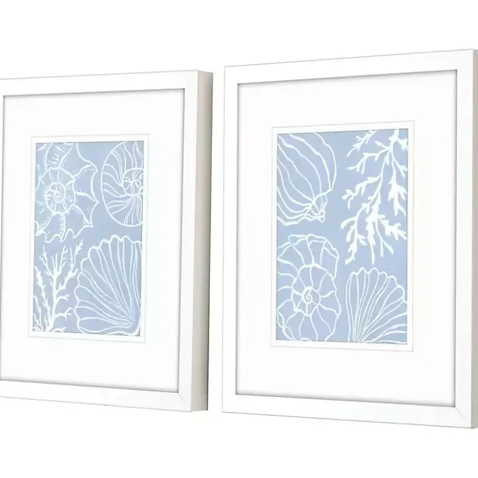 Online Kirklands Home Blue Shell Silhouettes Framed Art Prints, Set of 2