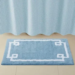 Outlet Kirklands Home Simple Trim Cotton Tufted Bath Mat, 40 in. Blue