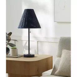 Outlet Kirklands Home Sirocco Table Lamp with Rattan Shade Blue