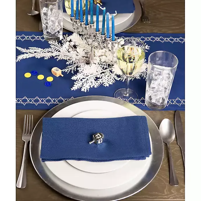New Kirklands Home Blue Star of David Hanukkah Table Runner