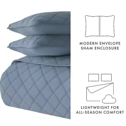 Sale Kirklands Home Stitched Diamond 3-pc. Queen Quilt Set Blue