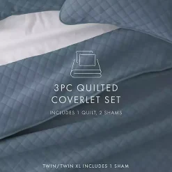 Sale Kirklands Home Stitched Diamond 3-pc. Queen Quilt Set Blue
