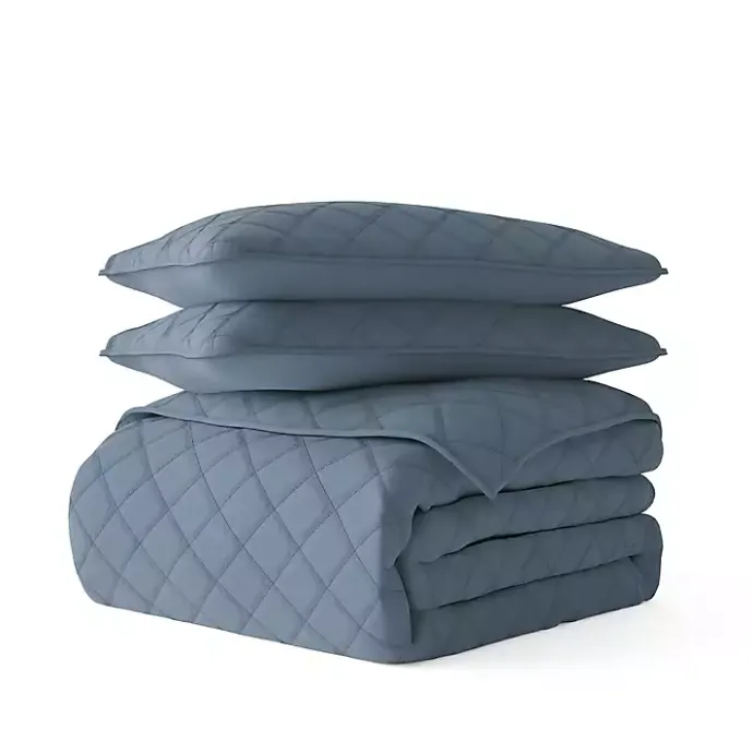 Best Kirklands Home Stitched Diamond 3-pc. King Quilt Set Blue