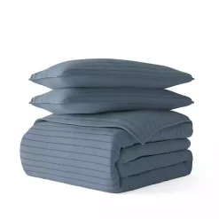 New Kirklands Home Stitched Stripes 3-pc. Queen Quilt Set Blue