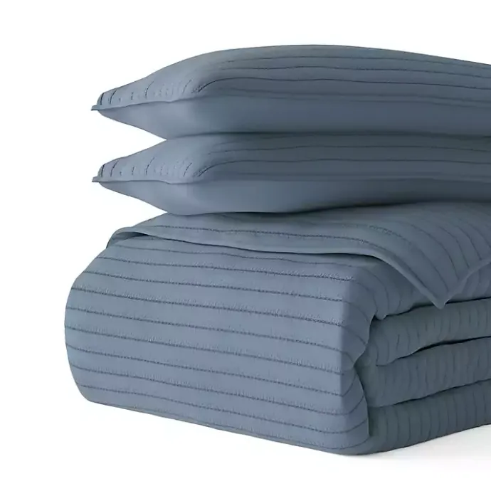 Best Kirklands Home Stitched Stripes 3-pc. King Quilt Set Blue