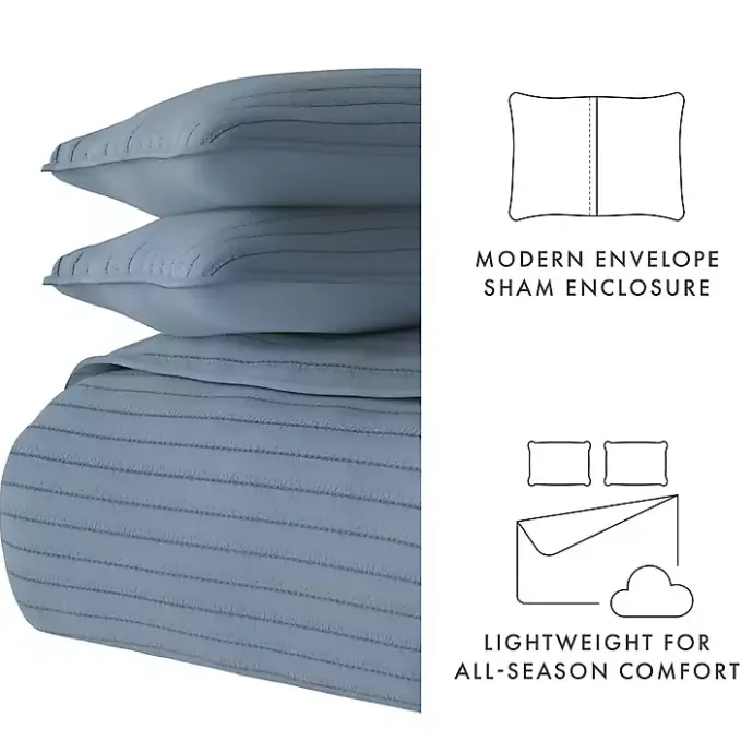 Best Kirklands Home Stitched Stripes 3-pc. King Quilt Set Blue