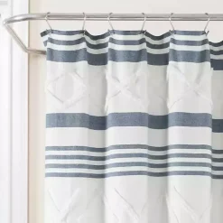 Outlet Kirklands Home Blue Stripe Diamond Tufted Shower Curtain