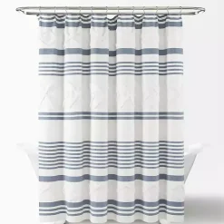 Outlet Kirklands Home Blue Stripe Diamond Tufted Shower Curtain