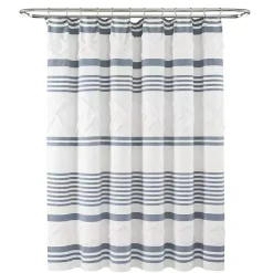 Outlet Kirklands Home Blue Stripe Diamond Tufted Shower Curtain