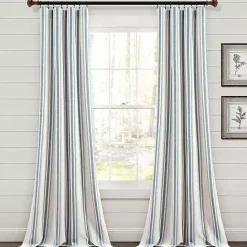 Discount Kirklands Home Stripe Farmhouse Curtain Panel Set, 95 in. Blue